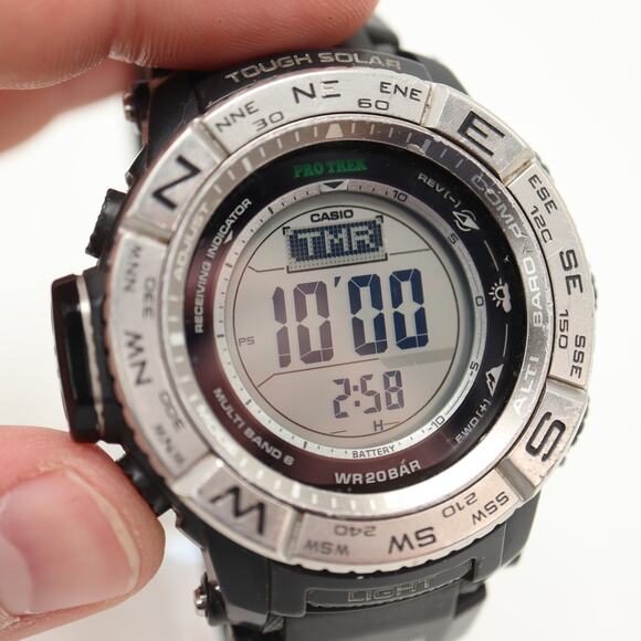 Casio Pro Trek Men's Watch PRW-3500 Solar Triple Sensor Digital Black Working - Picture 13 of 16